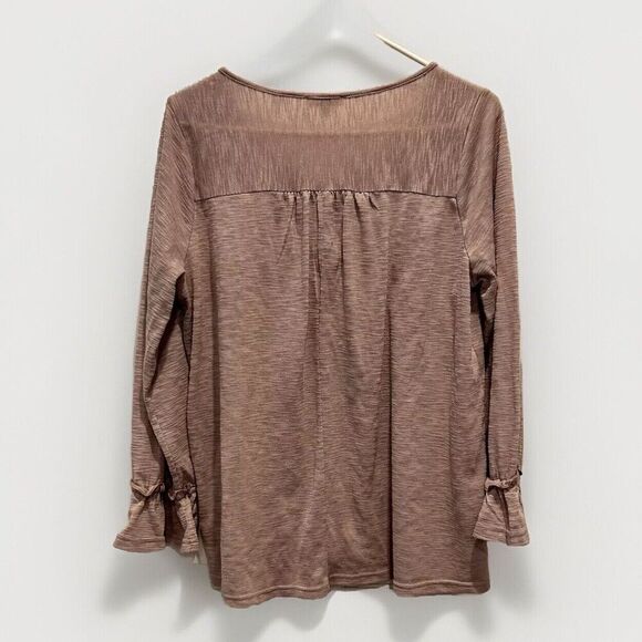 KORI America Women's Size Large Top Pink Lavender Casual Boho Embroidered - Picture 6 of 7